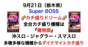 【🌈カチ盛りドリーム】（栃木県）Super BOSS 9月21日《速報レポート》